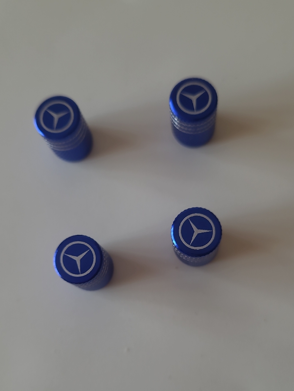 4 New Blue  Mercedes Bens Valve Stem Covers for tires